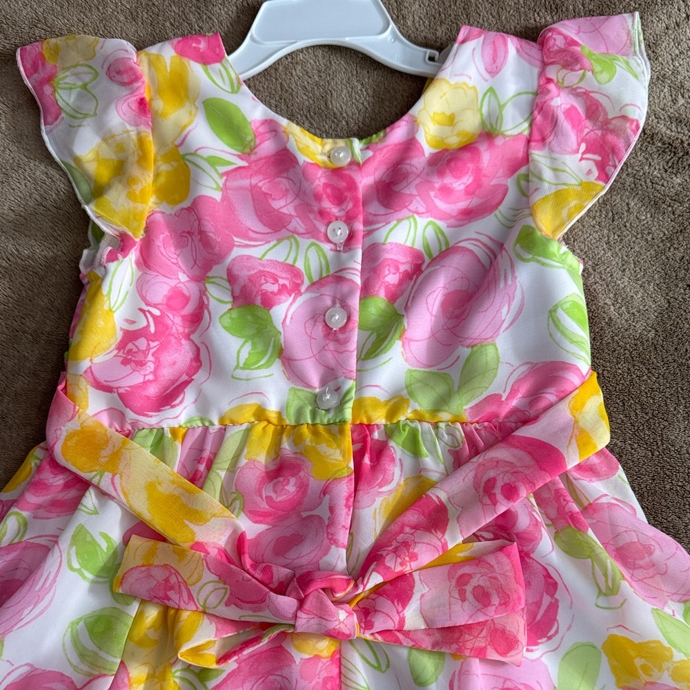 Jona Michelle Spring Floral Ruffle Dress with Flower Accent - Size 6 Girls - Picture 11 of 15